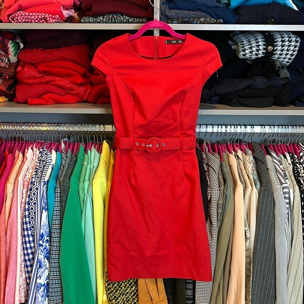 Mango red cap sleeve dress size XS